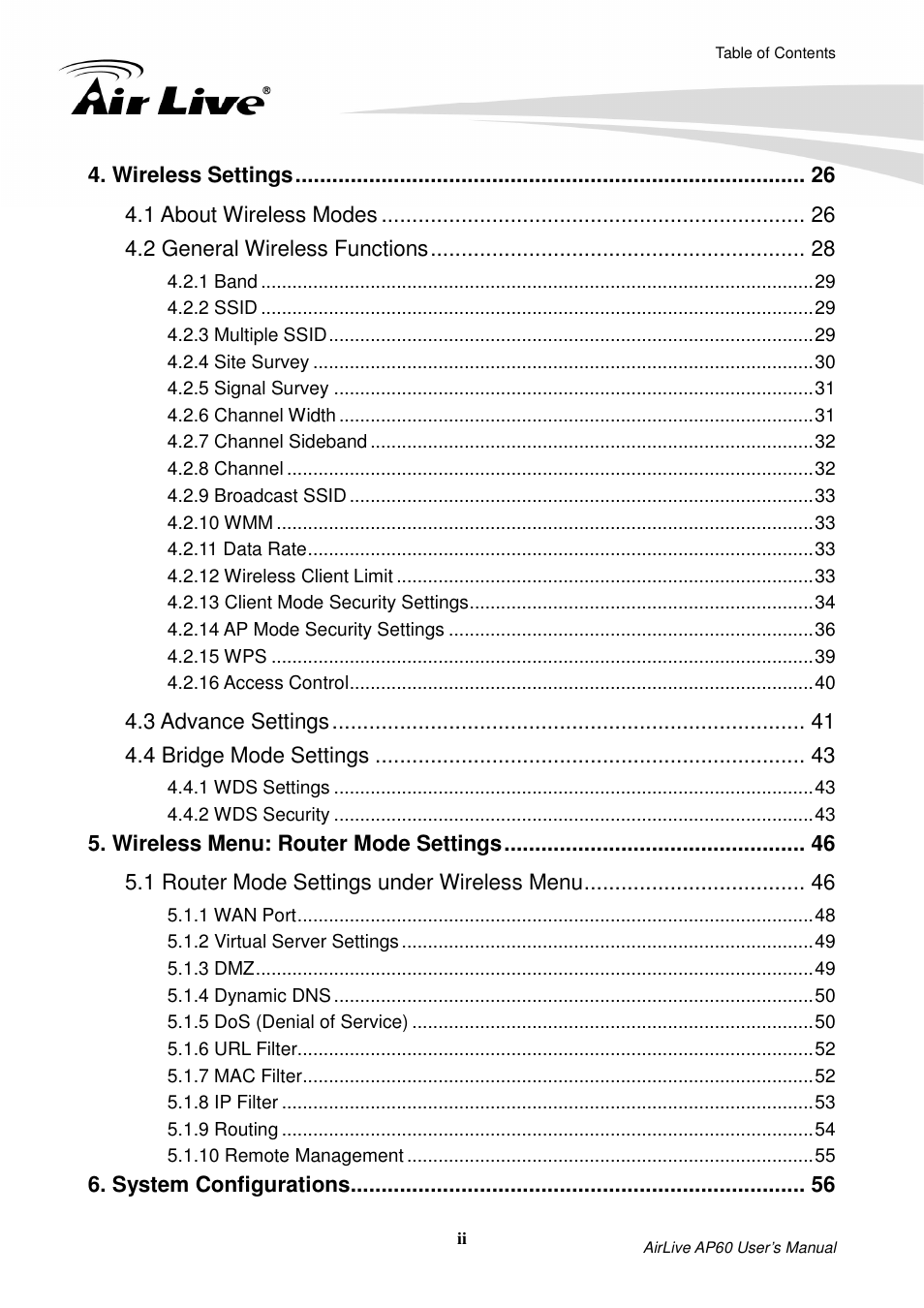 AirLive AP60 User Manual | Page 4 / 101