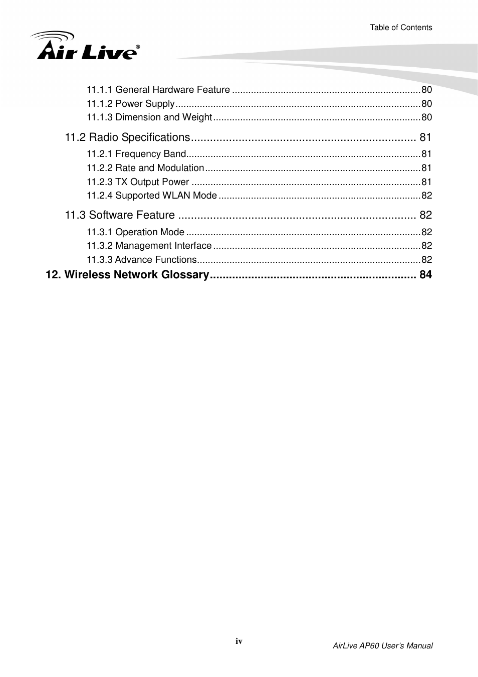 AirLive AP60 User Manual | Page 6 / 101