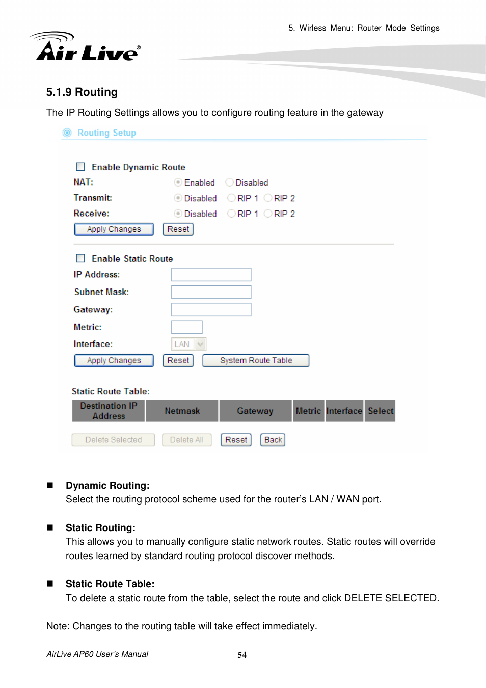 9 routing | AirLive AP60 User Manual | Page 60 / 101