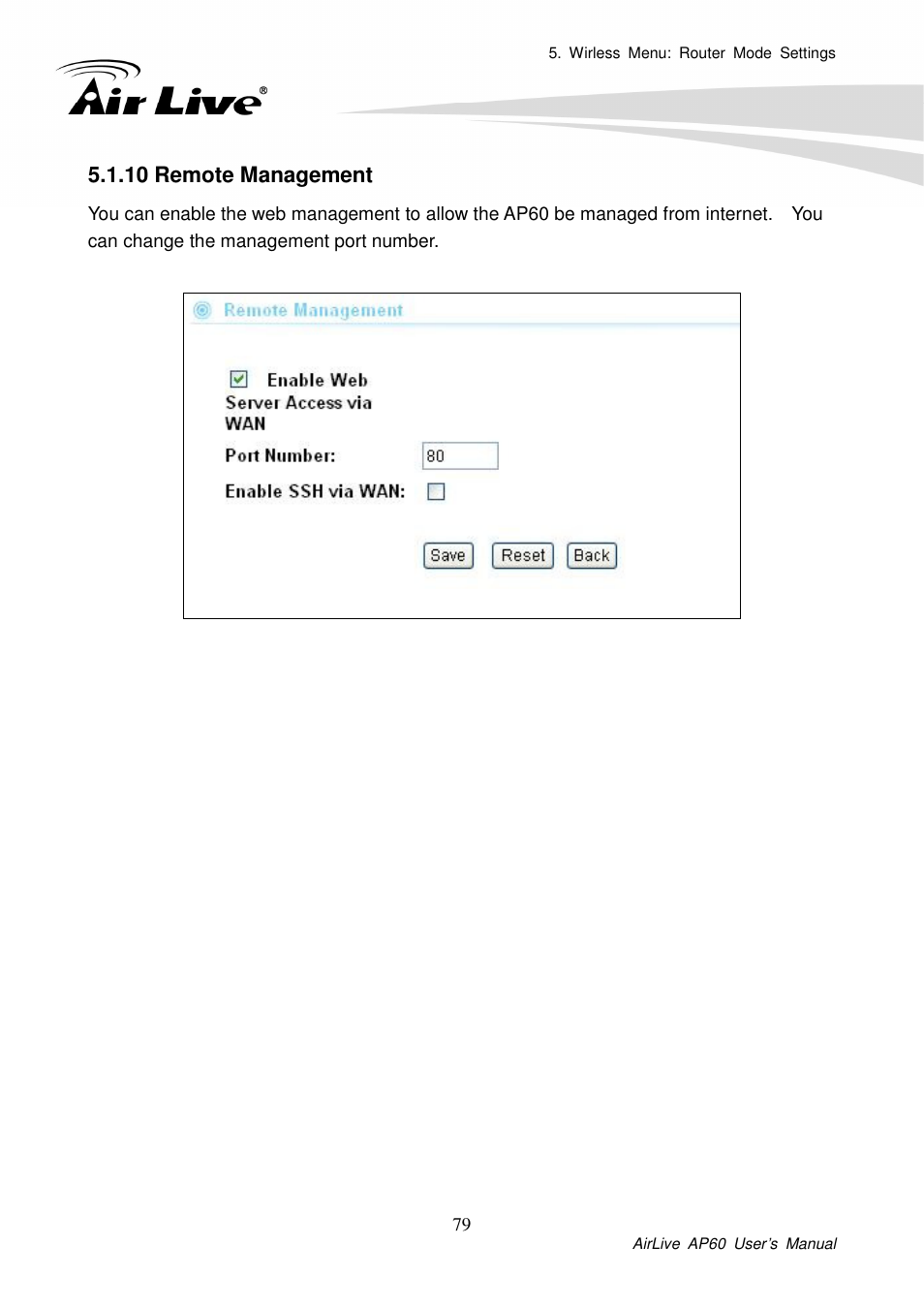 10 remote management | AirLive AP60 User Manual | Page 61 / 101