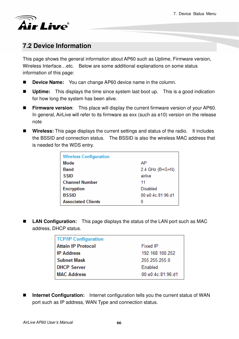 2 device information | AirLive AP60 User Manual | Page 72 / 101