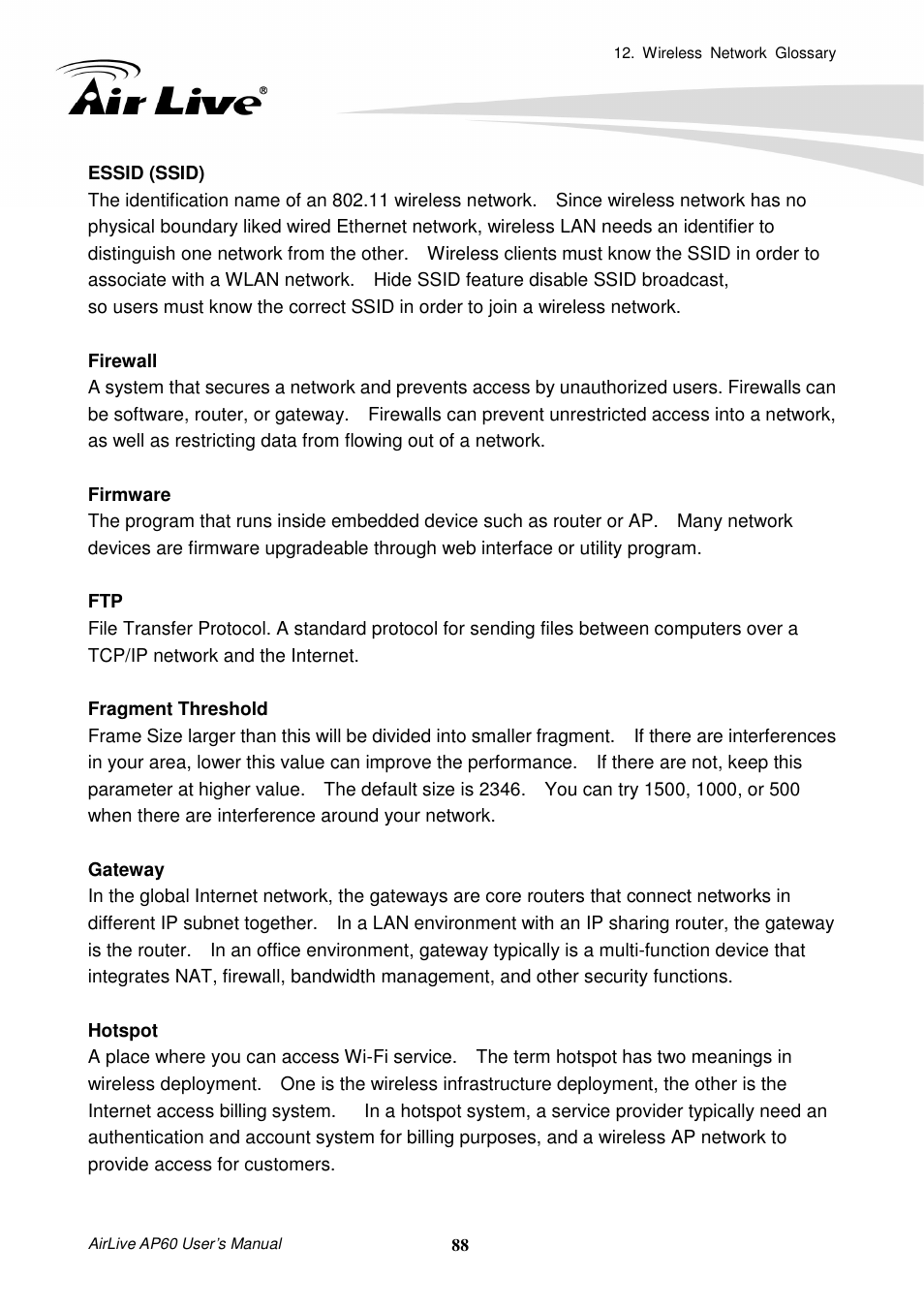 AirLive AP60 User Manual | Page 94 / 101