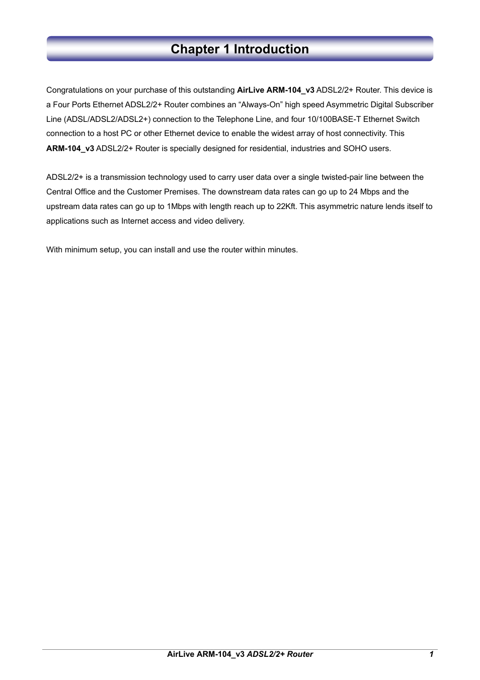 Chapter 1 introduction | AirLive ARM-104 v3 User Manual | Page 7 / 148