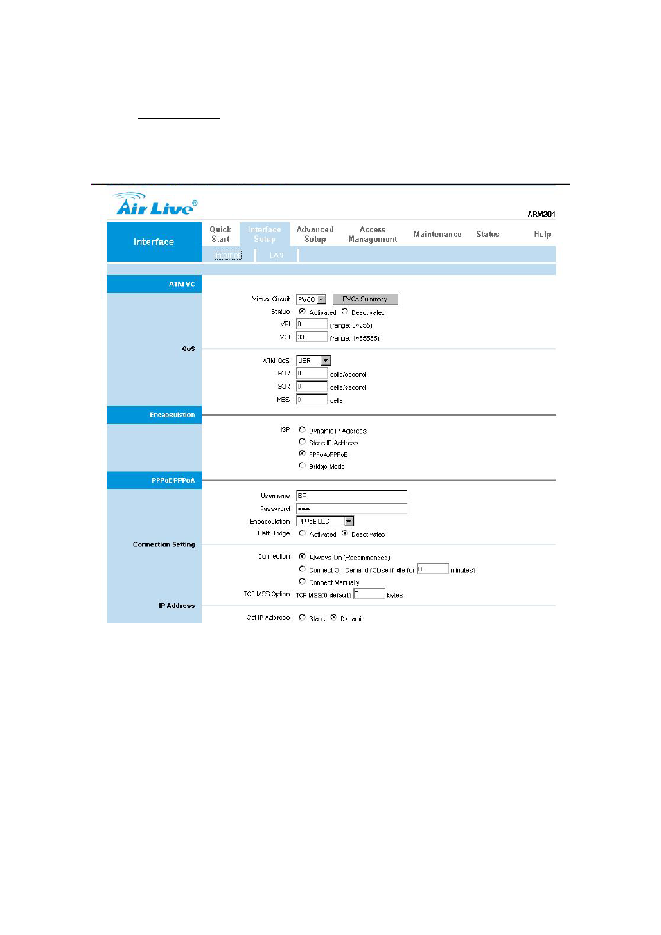 3 interface setup, 1 internet | AirLive ARM-201 User Manual | Page 50 / 81