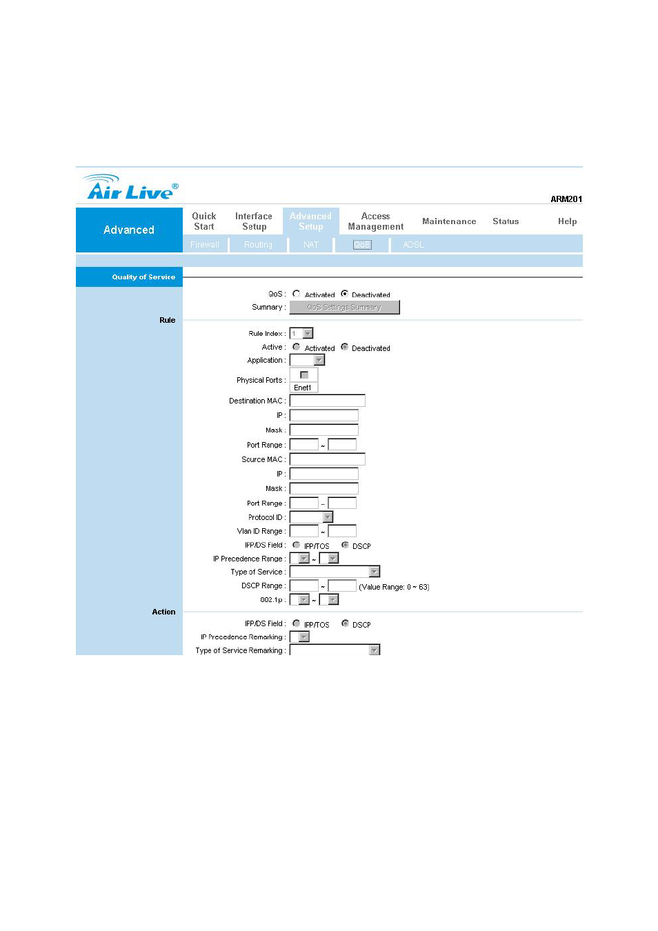 4 qos, 5 vlan | AirLive ARM-201 User Manual | Page 60 / 81