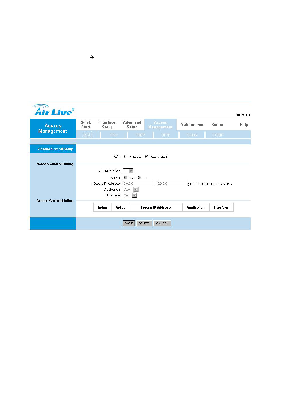 5 access management, 1 acl | AirLive ARM-201 User Manual | Page 63 / 81