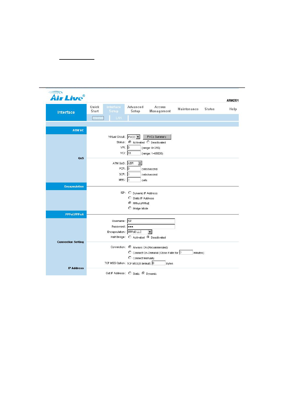 3 interface setup, 1 internet, Nterface | Etup | AirLive ARM-201E User Manual | Page 30 / 60