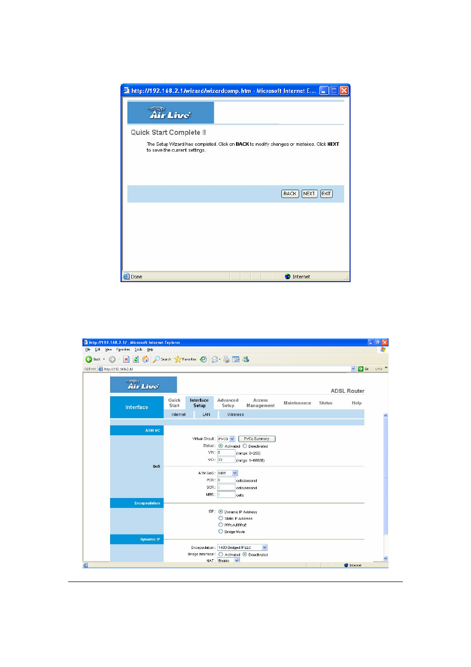 Interface setup, Internet | AirLive ARM-204 User Manual | Page 33 / 77