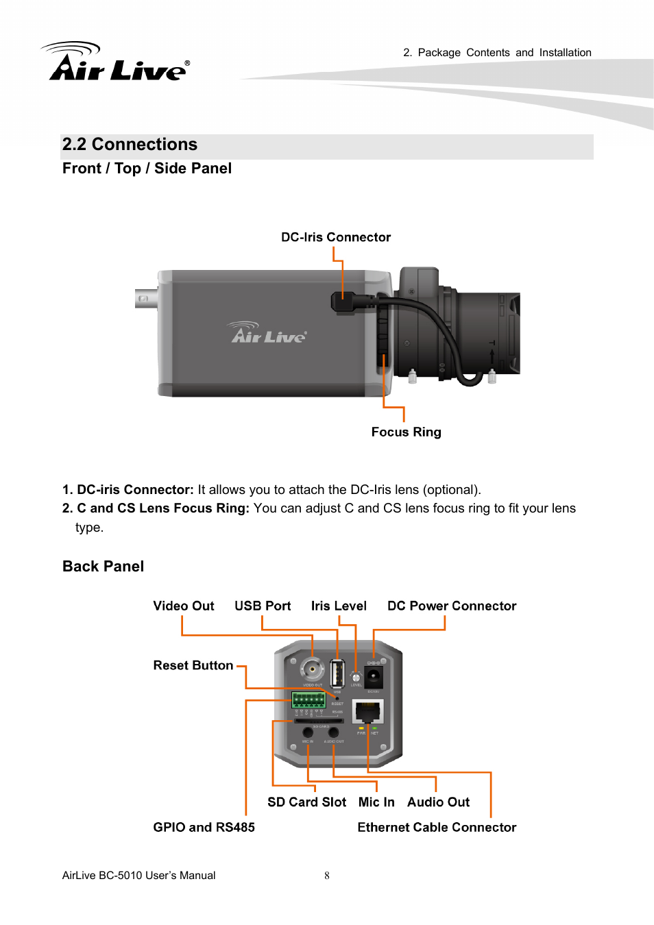 2 connections | AirLive BC-5010 User Manual | Page 14 / 82
