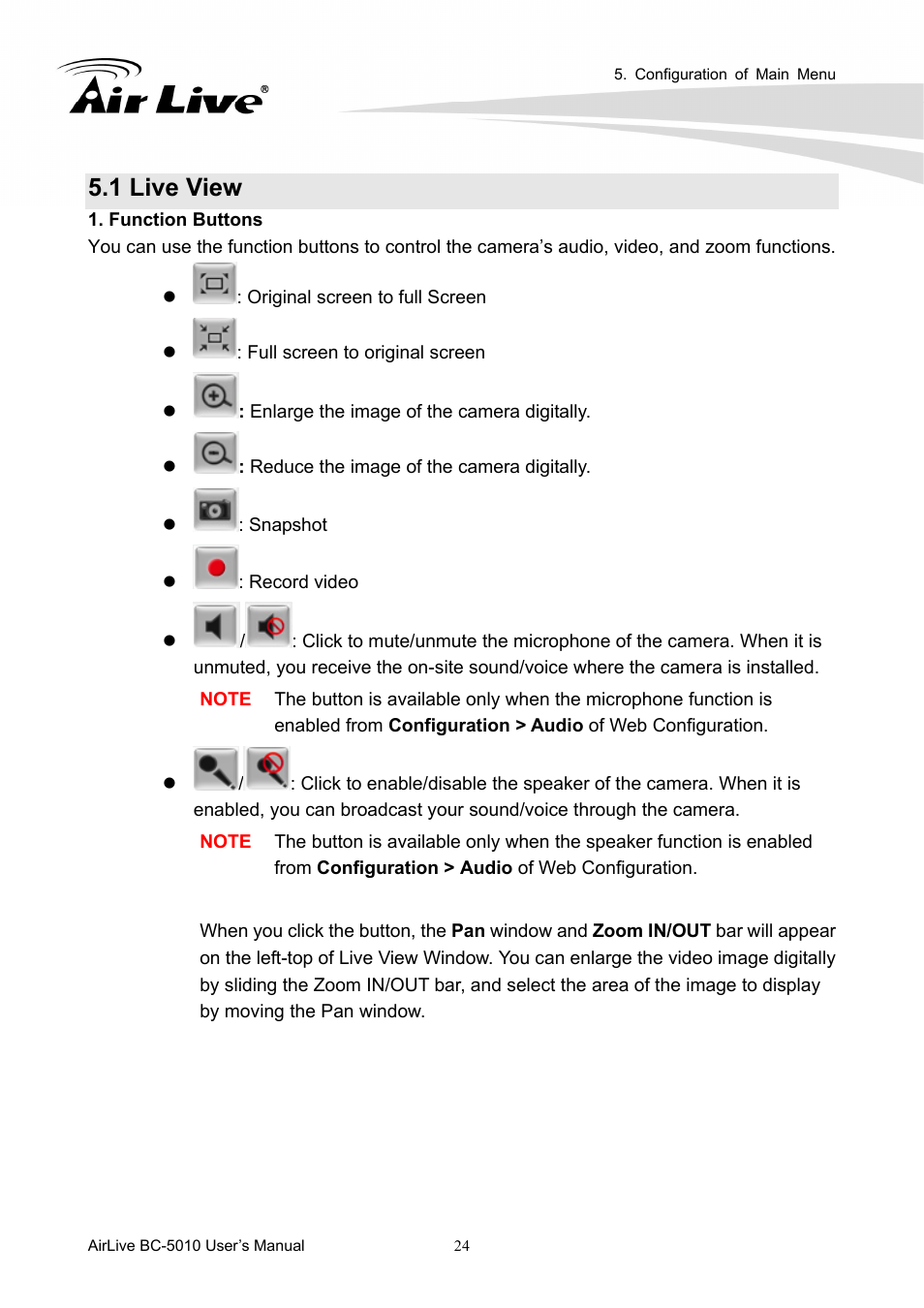 1 live view | AirLive BC-5010 User Manual | Page 30 / 82