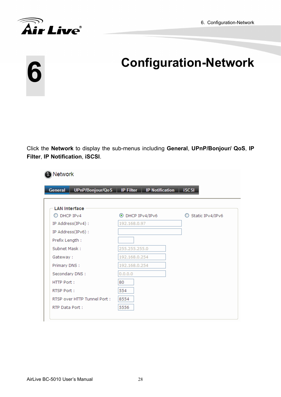 Configuration-network | AirLive BC-5010 User Manual | Page 34 / 82