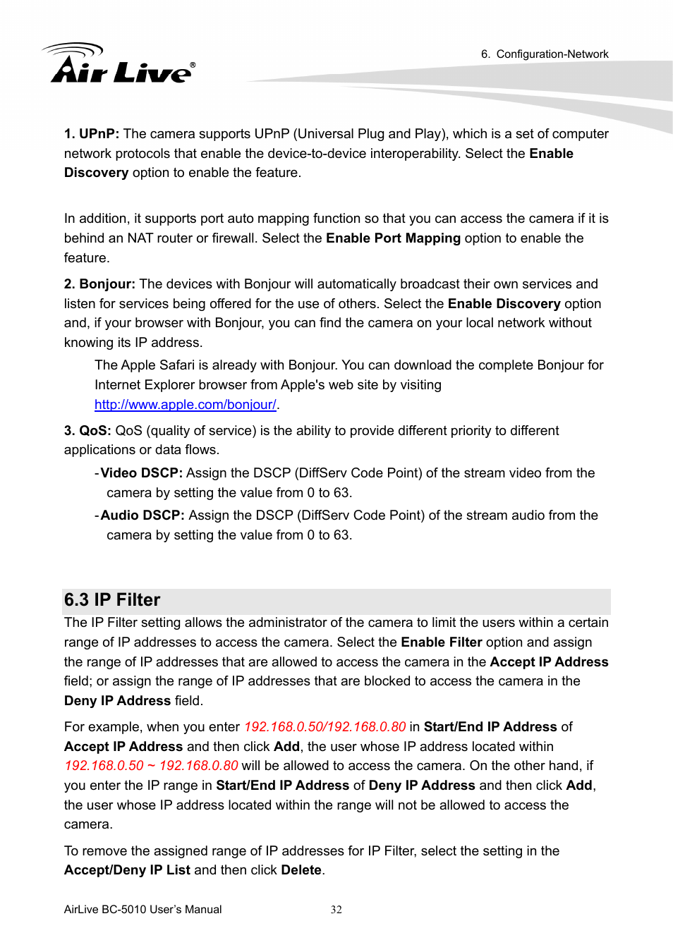 3 ip filter | AirLive BC-5010 User Manual | Page 38 / 82