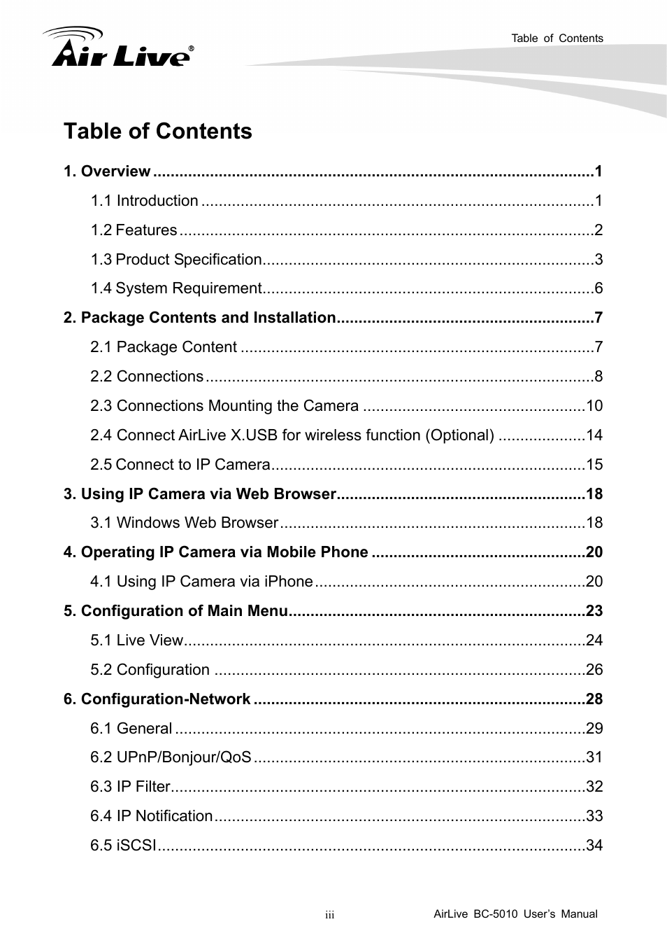 AirLive BC-5010 User Manual | Page 4 / 82