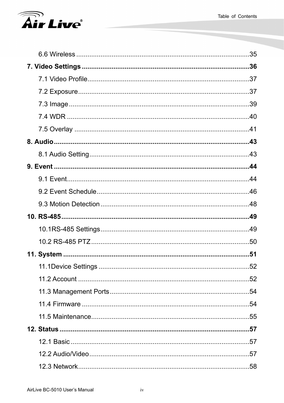 AirLive BC-5010 User Manual | Page 5 / 82