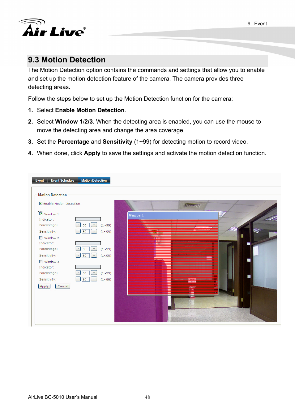 3 motion detection | AirLive BC-5010 User Manual | Page 54 / 82
