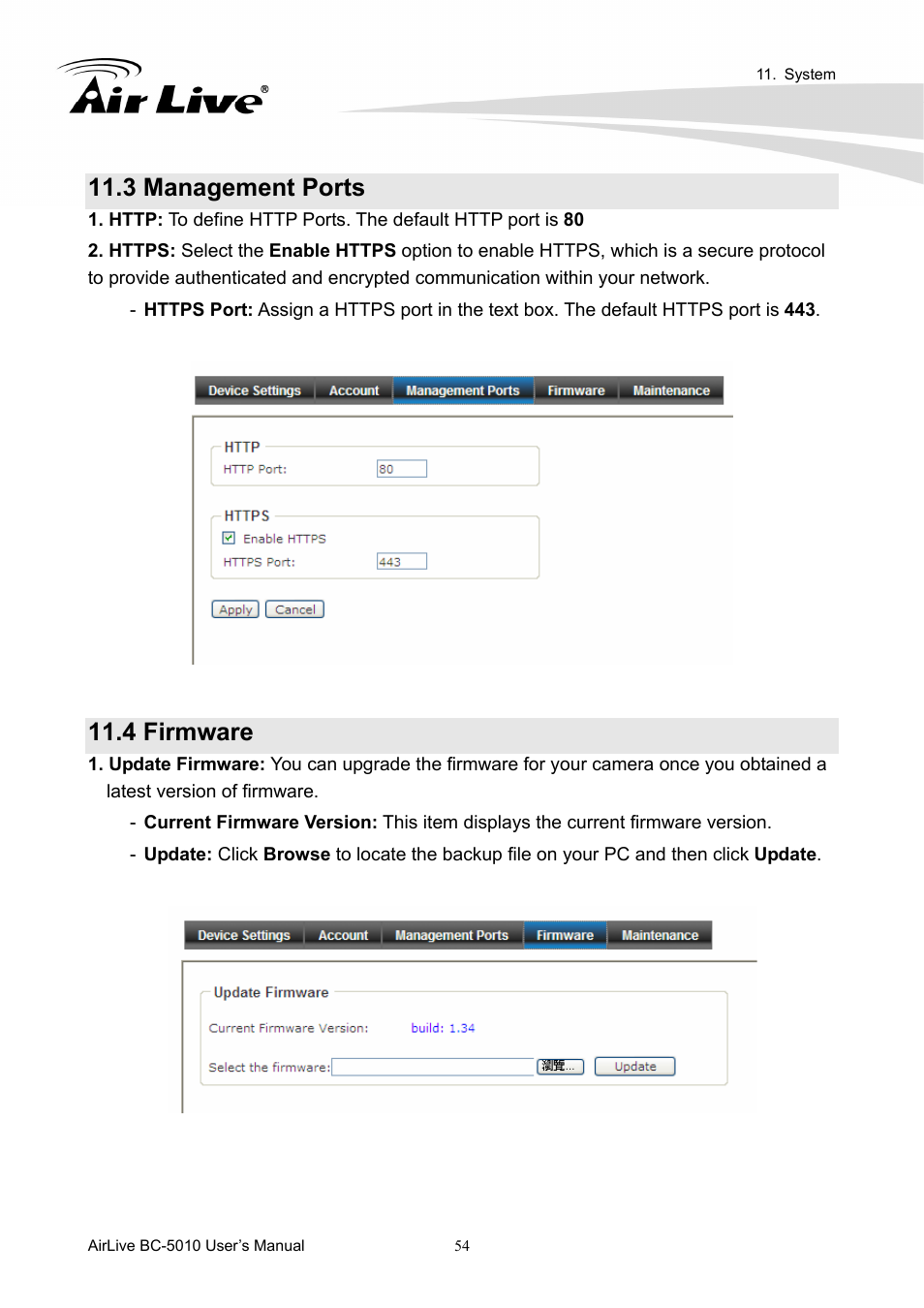 3 management ports, 4 firmware | AirLive BC-5010 User Manual | Page 60 / 82