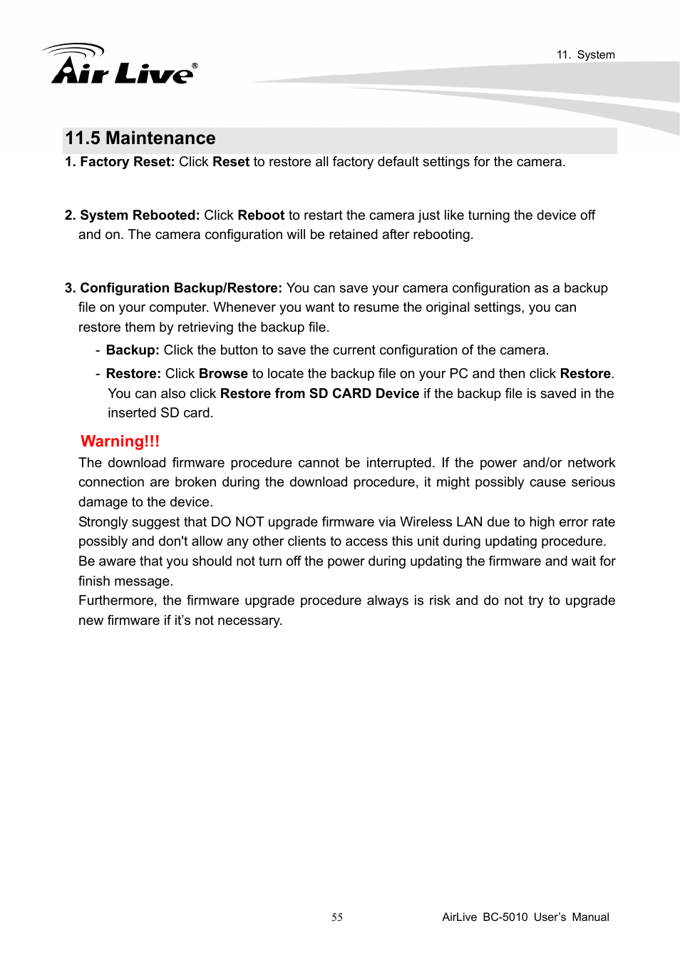 5 maintenance | AirLive BC-5010 User Manual | Page 61 / 82