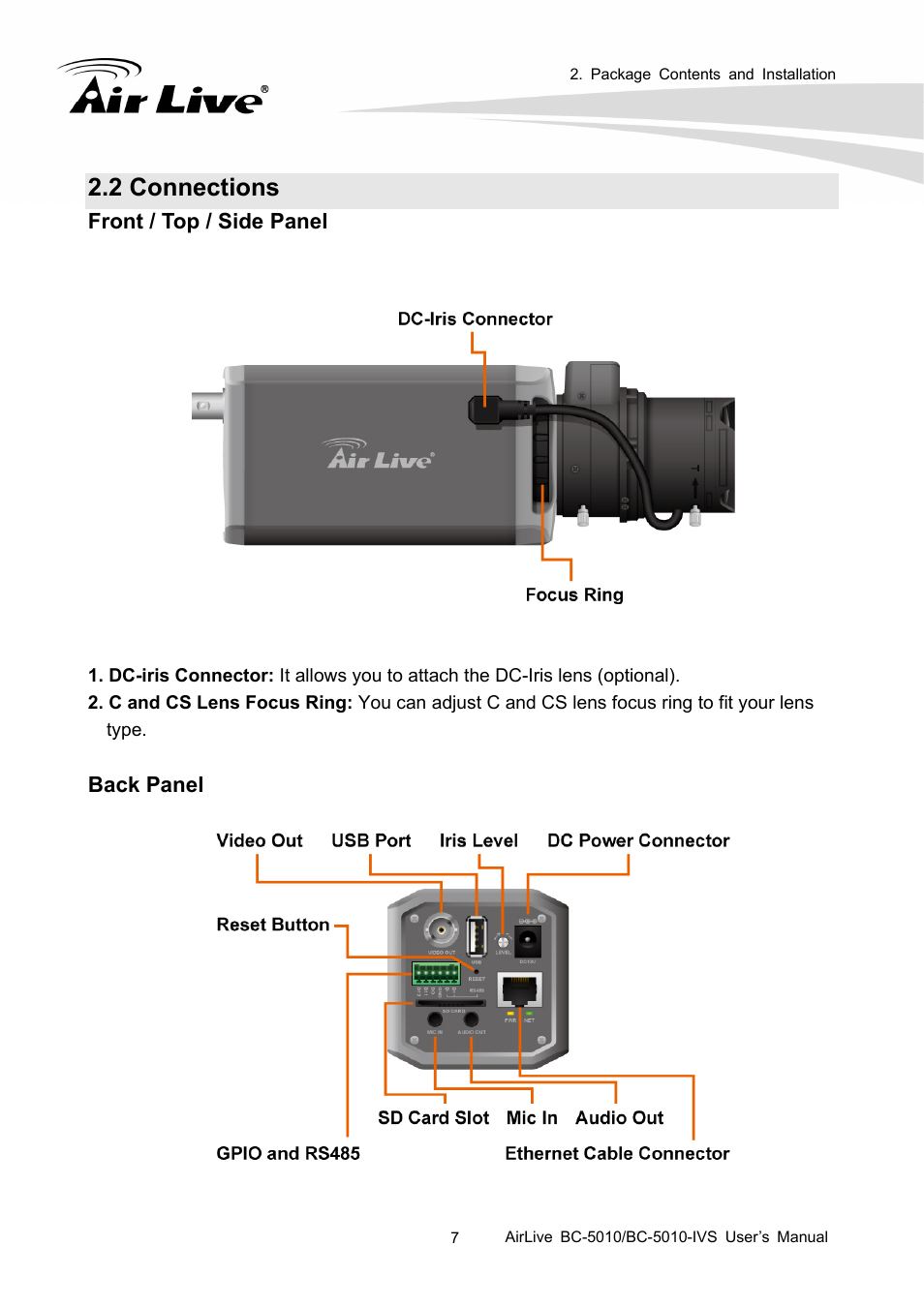 2 connections | AirLive BC-5010-IVS User Manual | Page 12 / 67