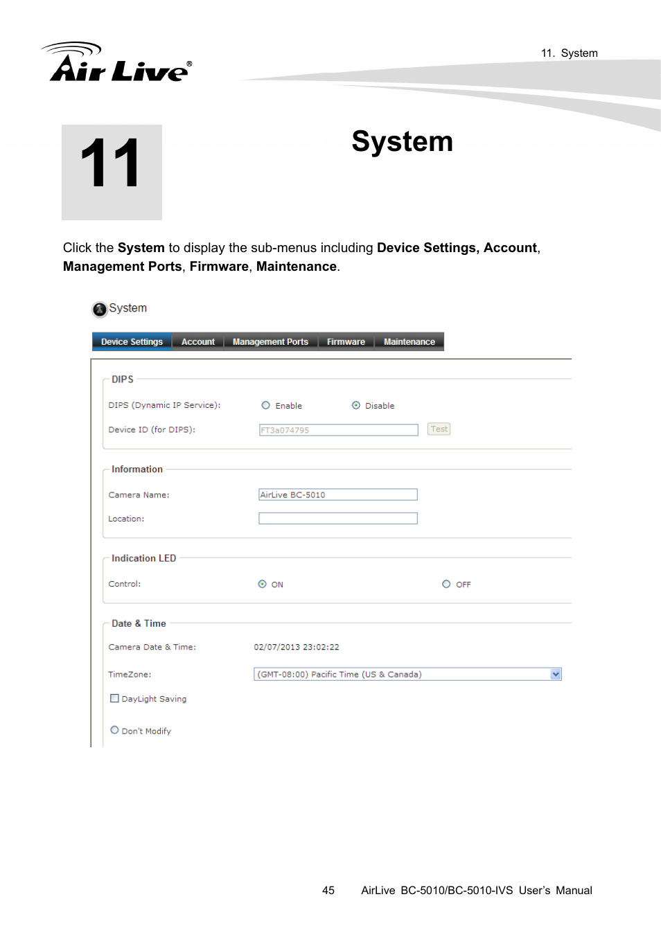 System | AirLive BC-5010-IVS User Manual | Page 50 / 67