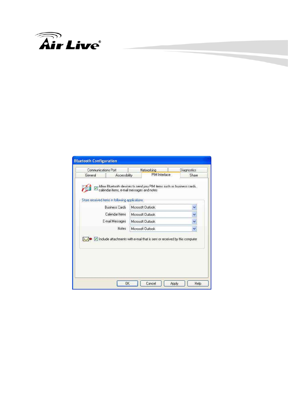 Bluetooth configuration – pim interface | AirLive BT-302USB User Manual | Page 27 / 52