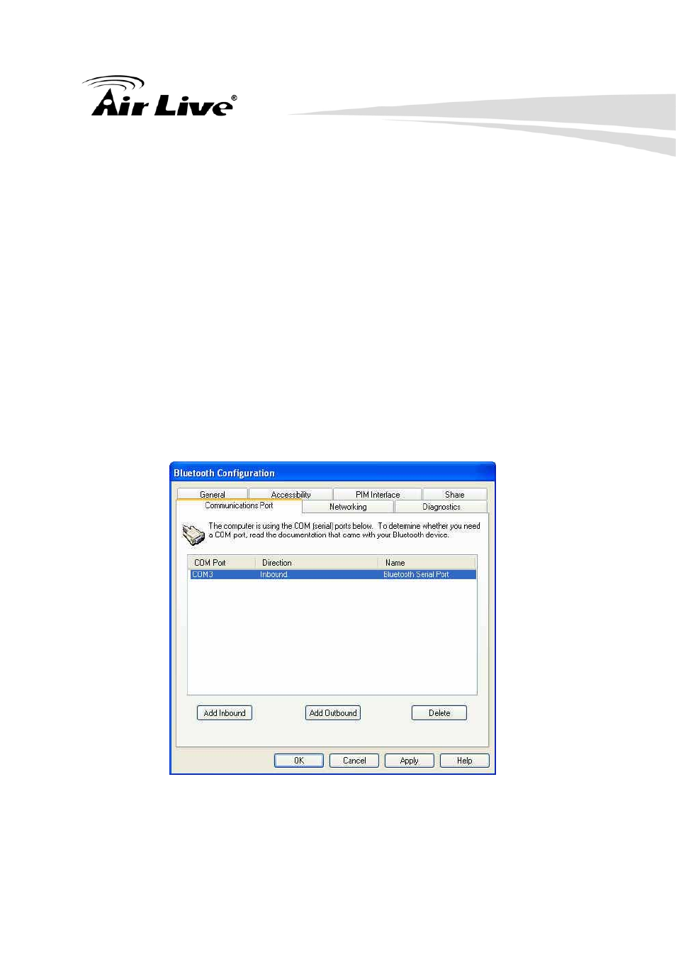 Bluetooth configuration – communications port | AirLive BT-302USB User Manual | Page 31 / 52