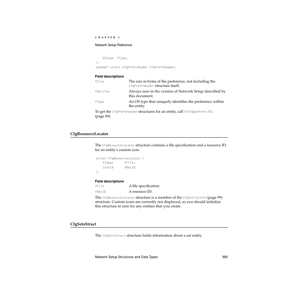 Cfgresourcelocator, Cfgsetsstruct | Apple Network Setup User Manual | Page 101 / 184