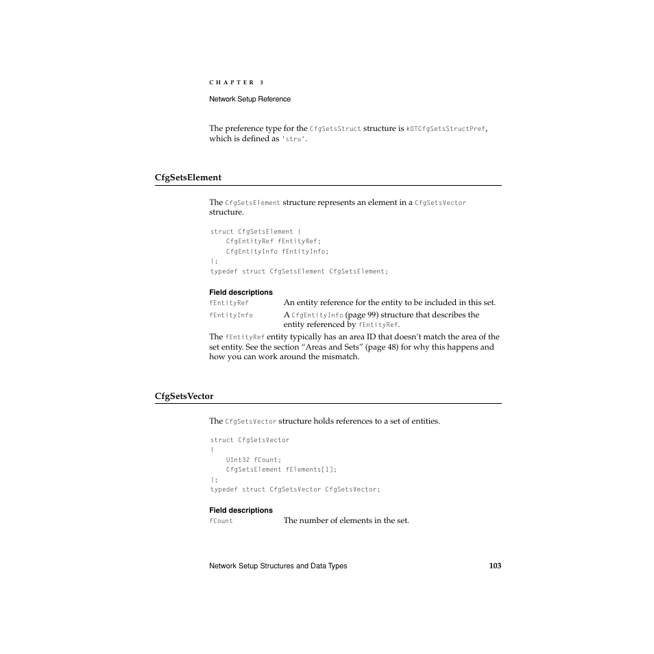 Cfgsetselement, Cfgsetsvector, Esents an element in a | Apple Network Setup User Manual | Page 103 / 184