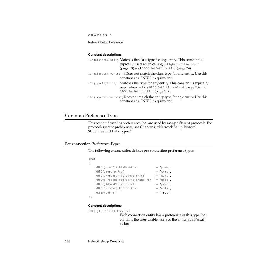 Common preference types, Per-connection preference types, Common preference types 3 | Apple Network Setup User Manual | Page 106 / 184