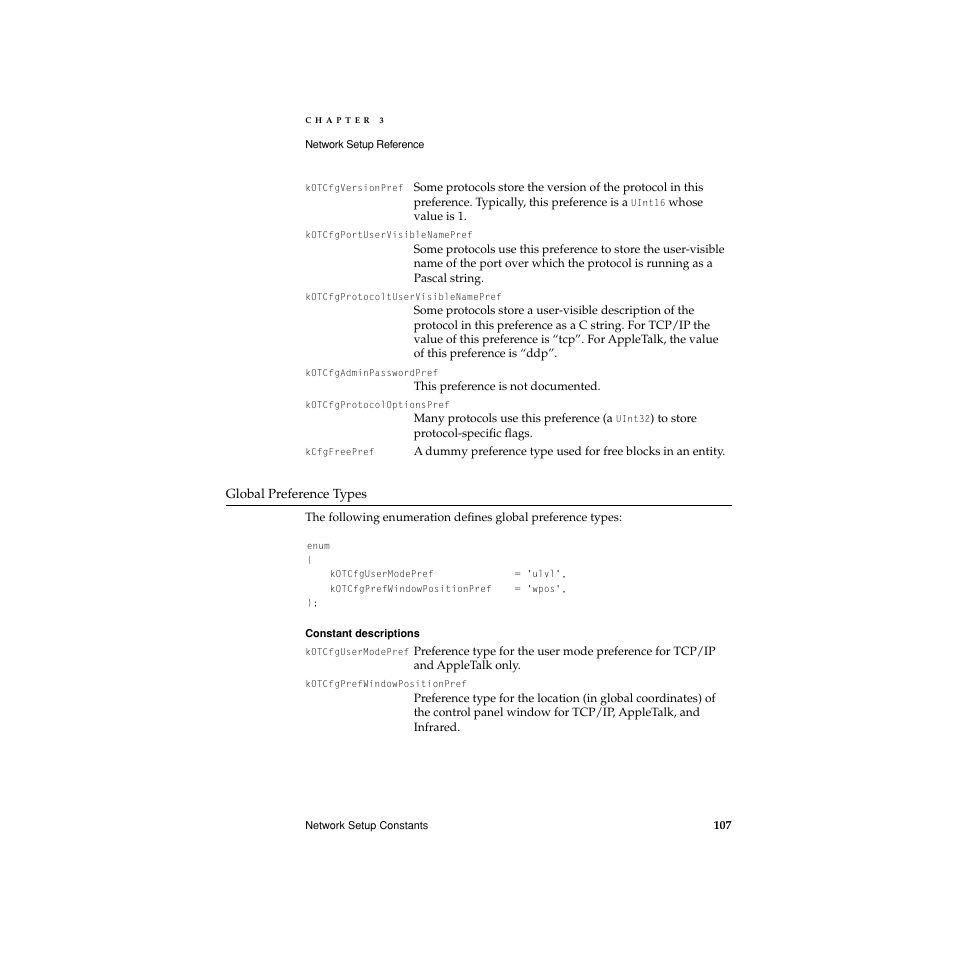 Global preference types | Apple Network Setup User Manual | Page 107 / 184