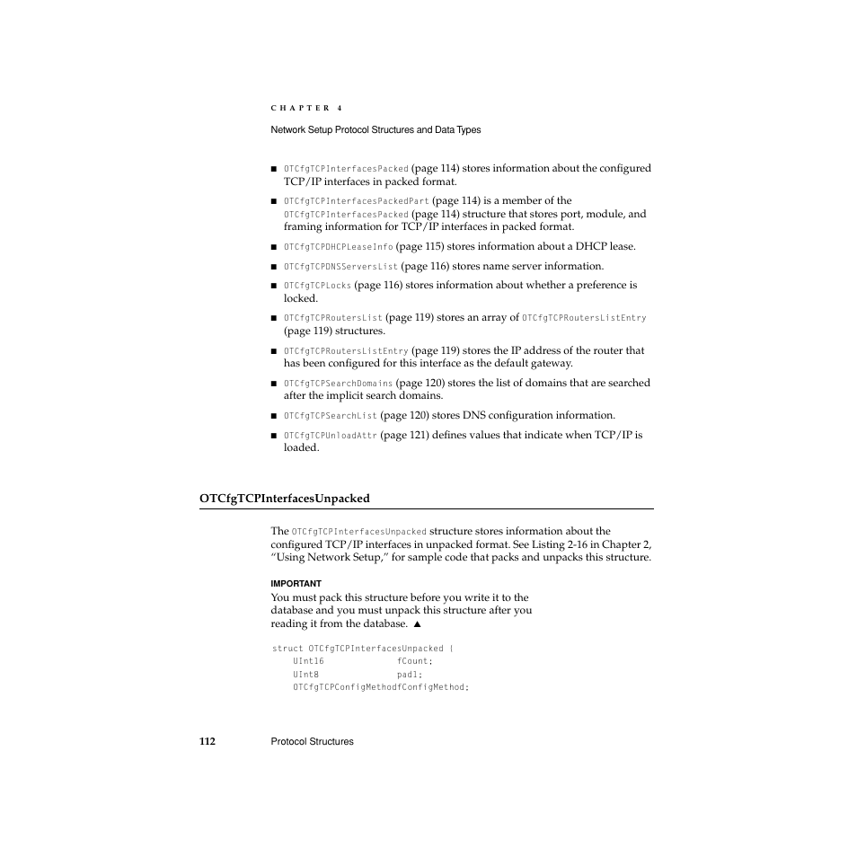 Otcfgtcpinterfacesunpacked | Apple Network Setup User Manual | Page 112 / 184