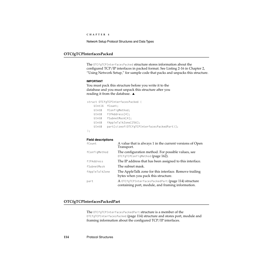 Otcfgtcpinterfacespacked, Otcfgtcpinterfacespackedpart | Apple Network Setup User Manual | Page 114 / 184