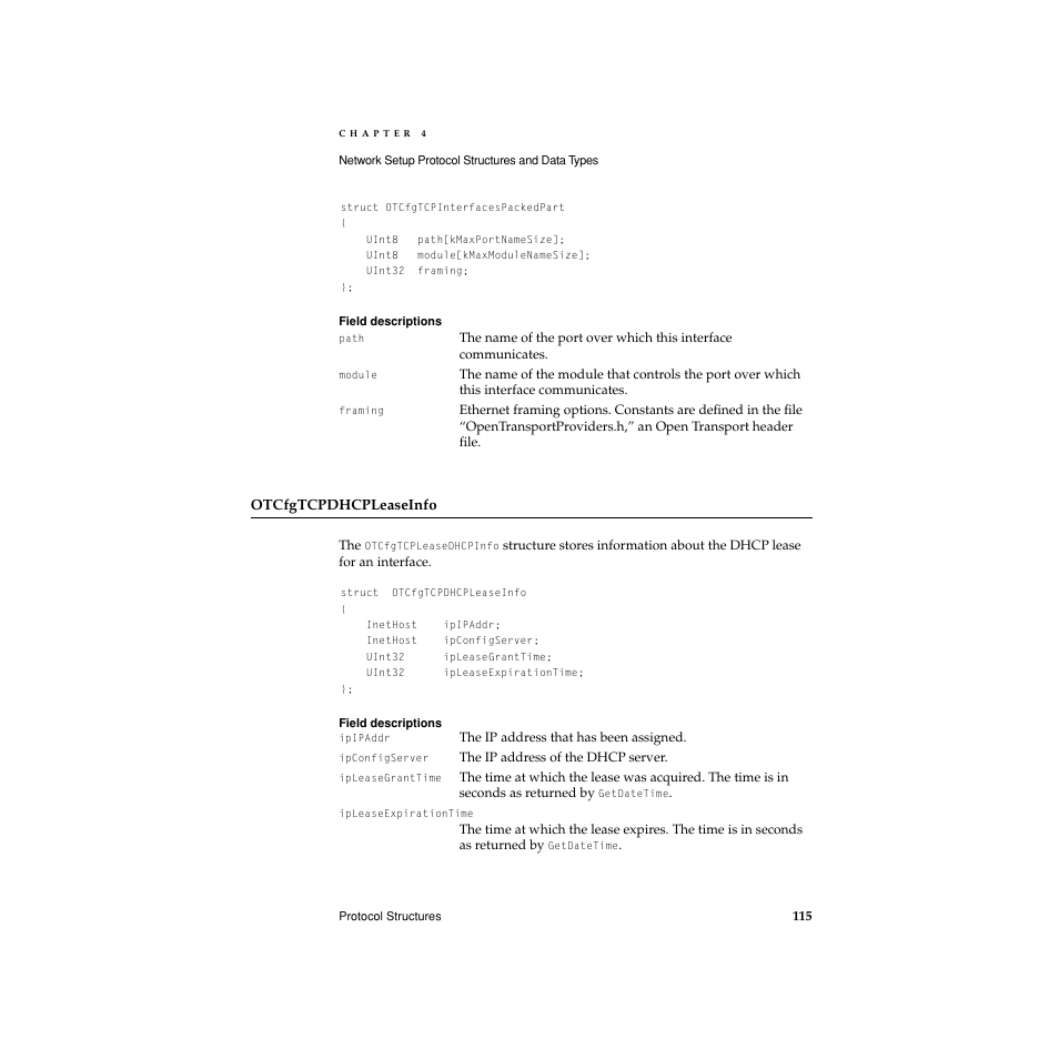 Otcfgtcpdhcpleaseinfo | Apple Network Setup User Manual | Page 115 / 184