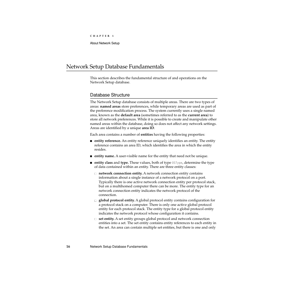 Network setup database fundamentals, Database structure, Network setup database fundamentals 1 | Apple Network Setup User Manual | Page 16 / 184