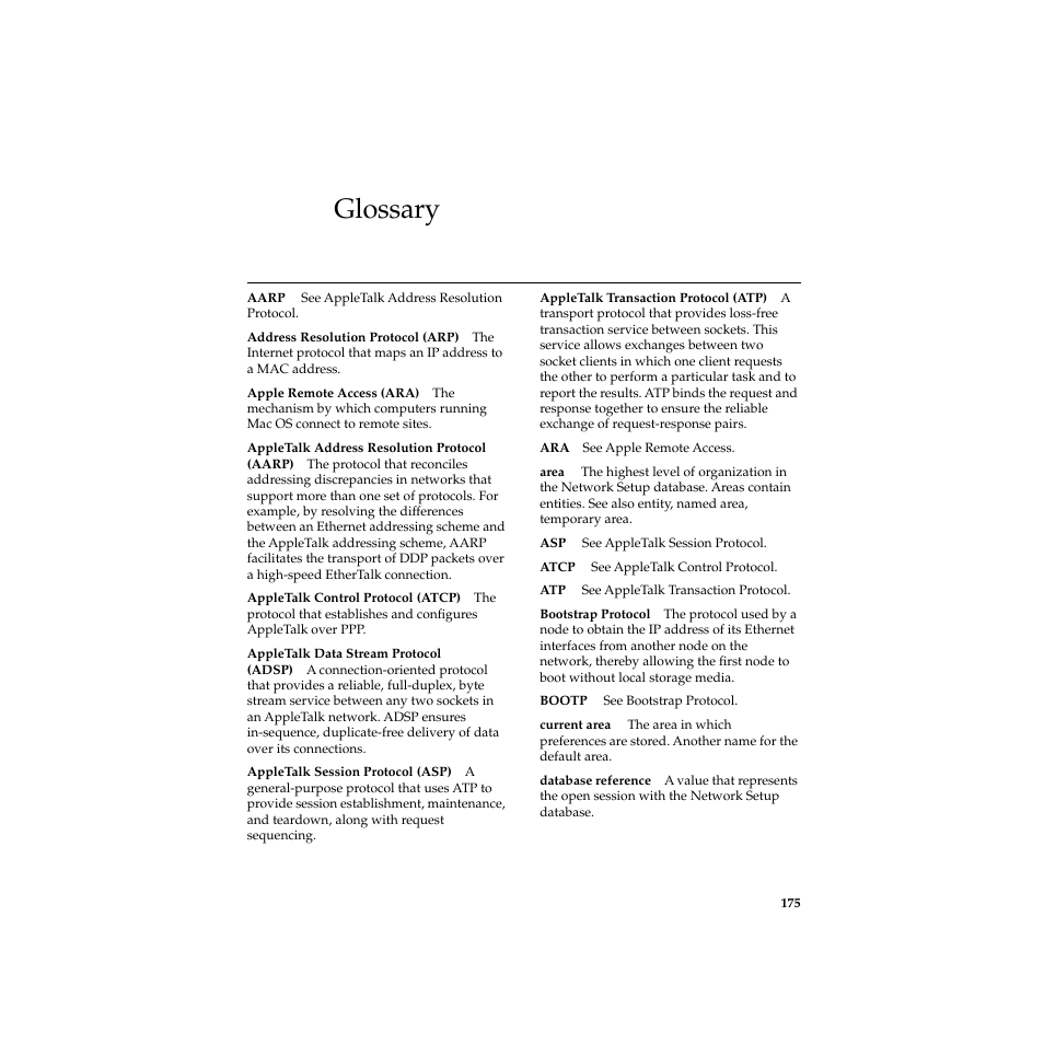 Glossary | Apple Network Setup User Manual | Page 175 / 184