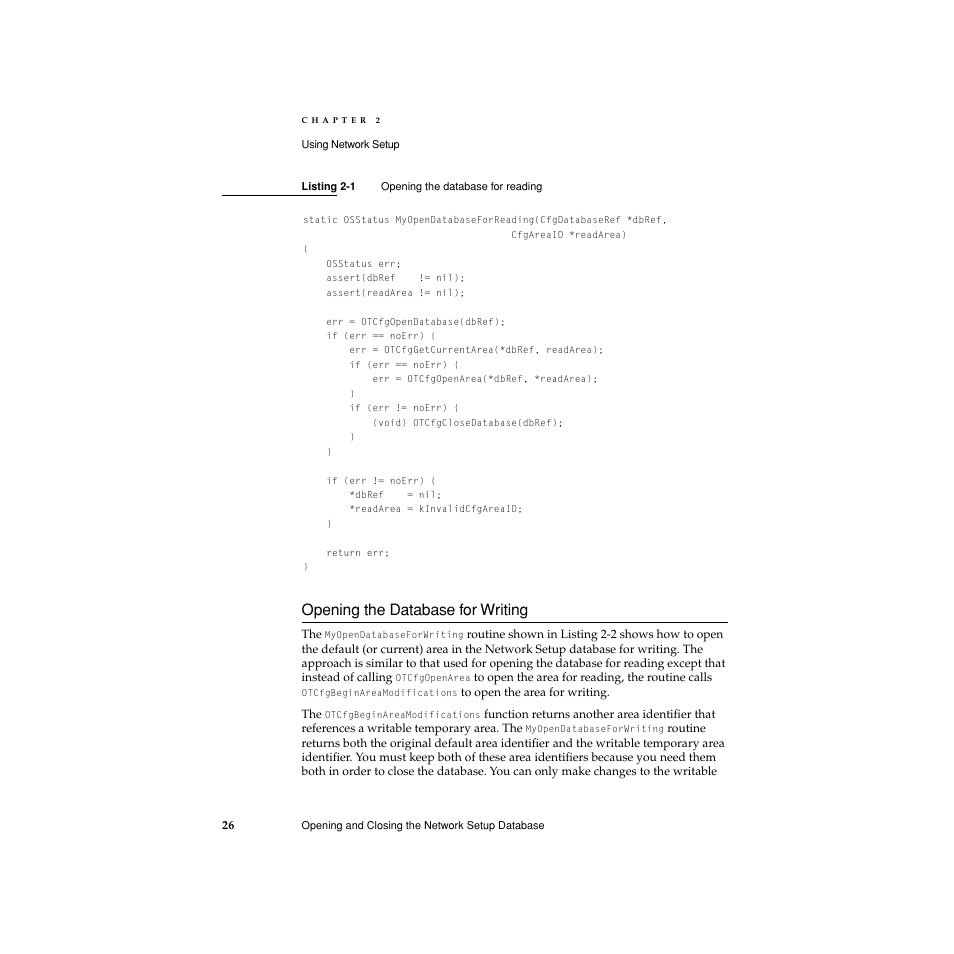 Opening the database for writing, Opening the database for writing 2 | Apple Network Setup User Manual | Page 26 / 184