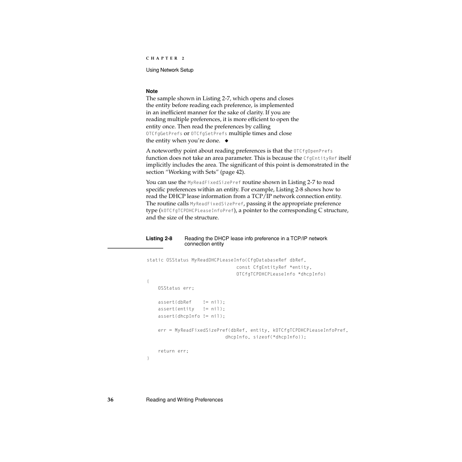 Listing 2-8 | Apple Network Setup User Manual | Page 36 / 184