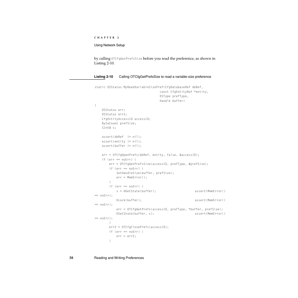 Listing 2-10 | Apple Network Setup User Manual | Page 38 / 184