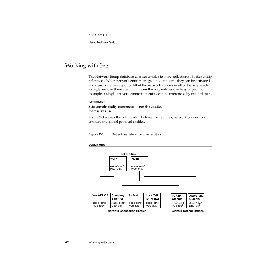 Working with sets, Figure 2-1, Working with sets 2 | Apple Network Setup User Manual | Page 42 / 184