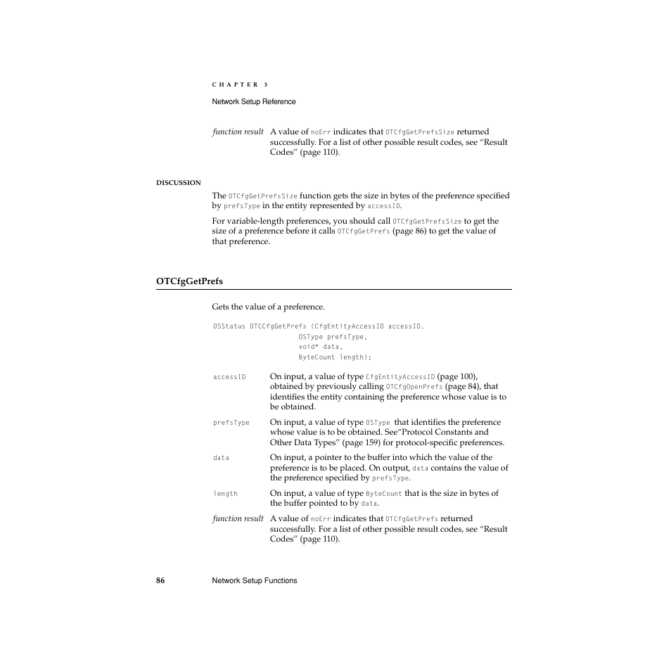 Otcfggetprefs, Visible name, call | Apple Network Setup User Manual | Page 86 / 184