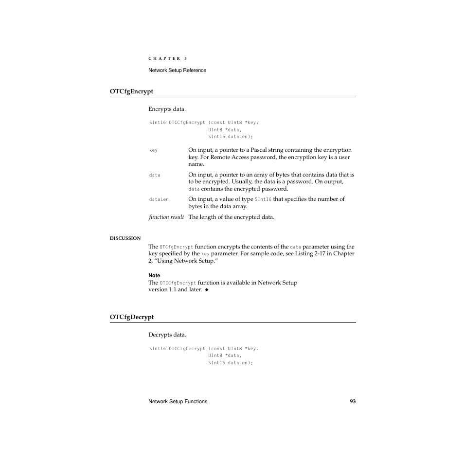 Otcfgencrypt, Otcfgdecrypt | Apple Network Setup User Manual | Page 93 / 184