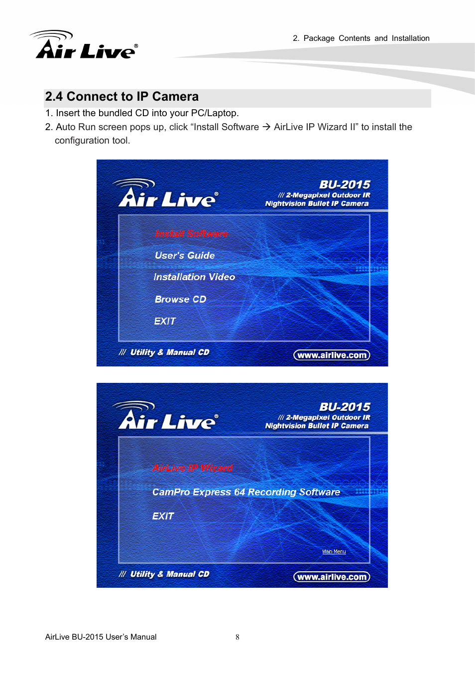 4 connect to ip camera | AirLive BU-2015 User Manual | Page 13 / 46