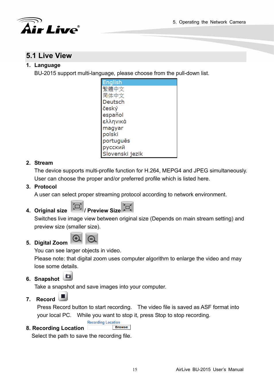 1 live view | AirLive BU-2015 User Manual | Page 20 / 46