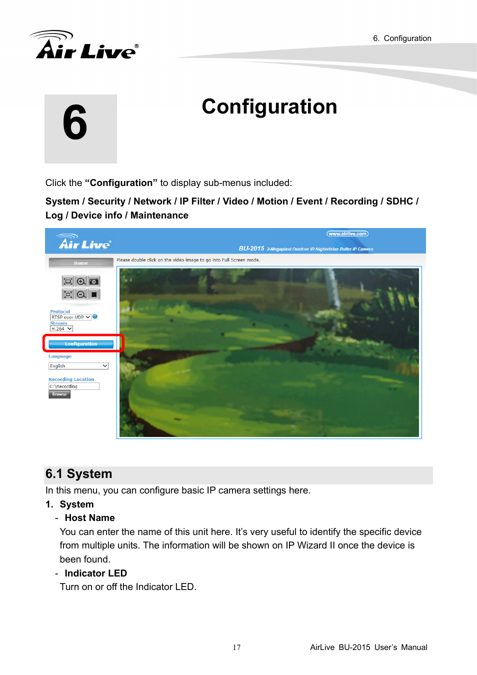 Configuration, 1 system | AirLive BU-2015 User Manual | Page 22 / 46