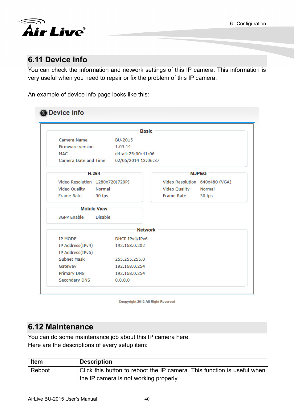 11 device info, 12 maintenance | AirLive BU-2015 User Manual | Page 45 / 46