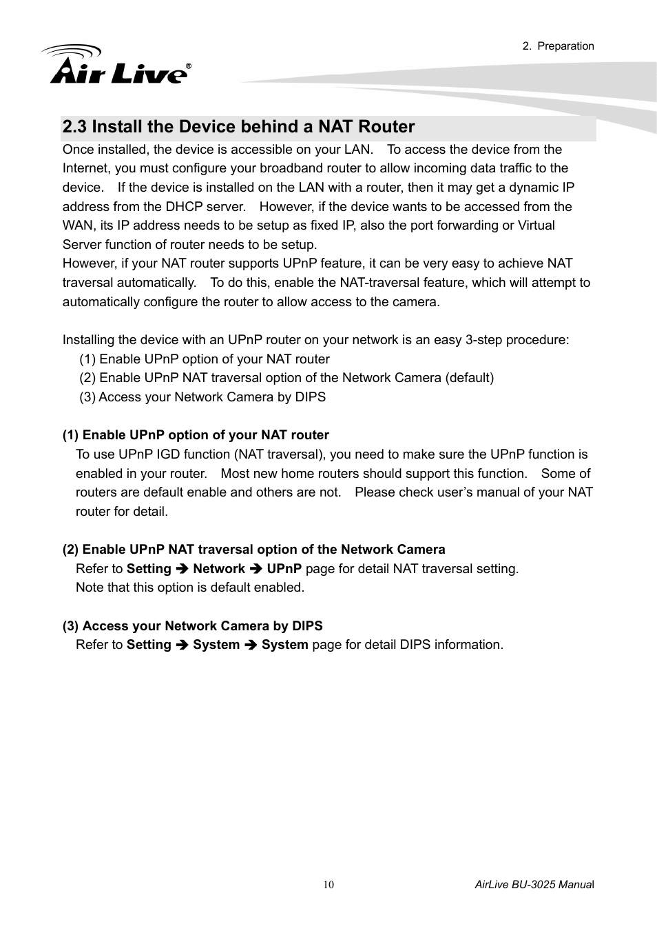 3 install the device behind a nat router | AirLive BU-3025 User Manual | Page 16 / 74