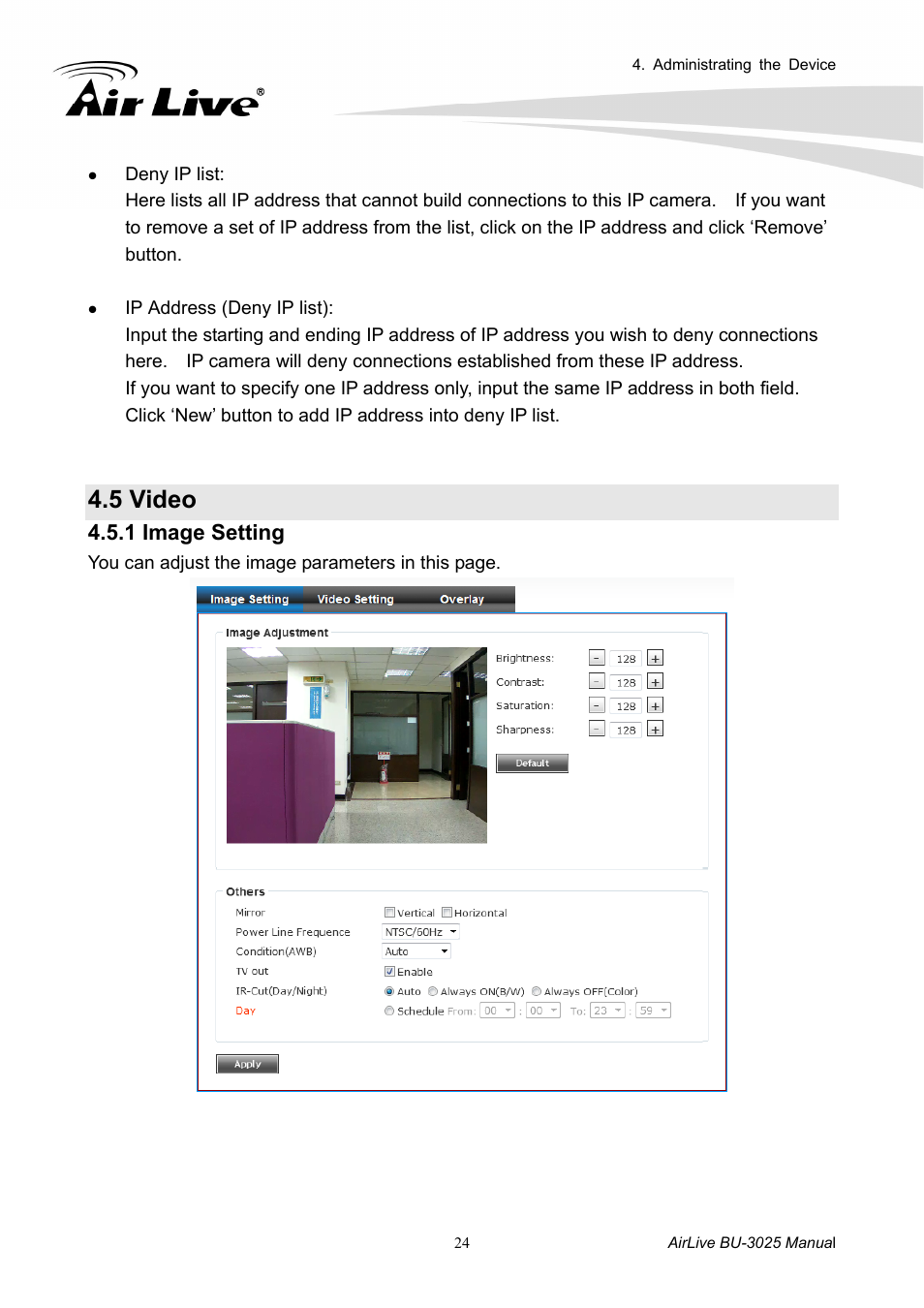 5 video, 1 image setting | AirLive BU-3025 User Manual | Page 30 / 74