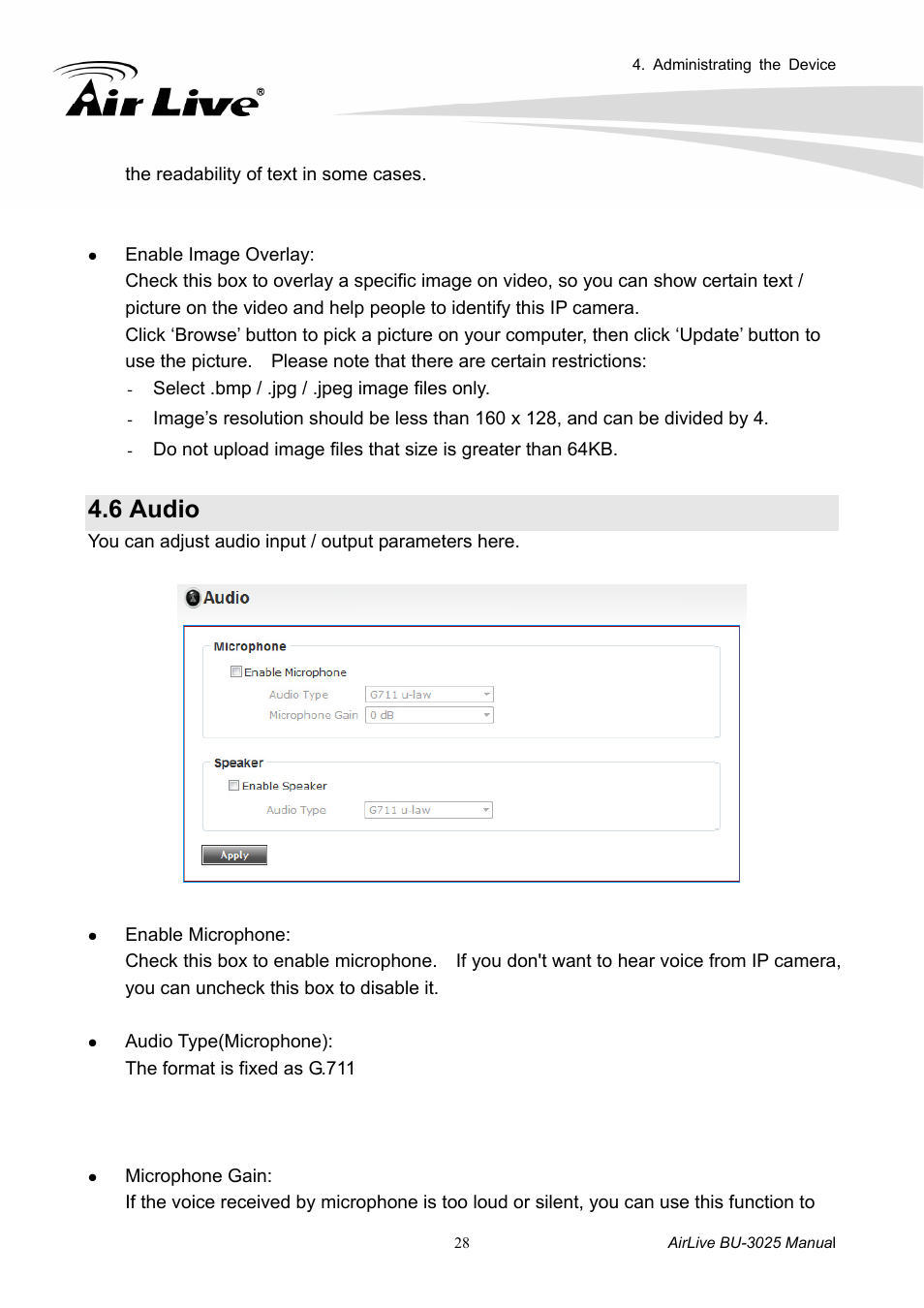 6 audio | AirLive BU-3025 User Manual | Page 34 / 74