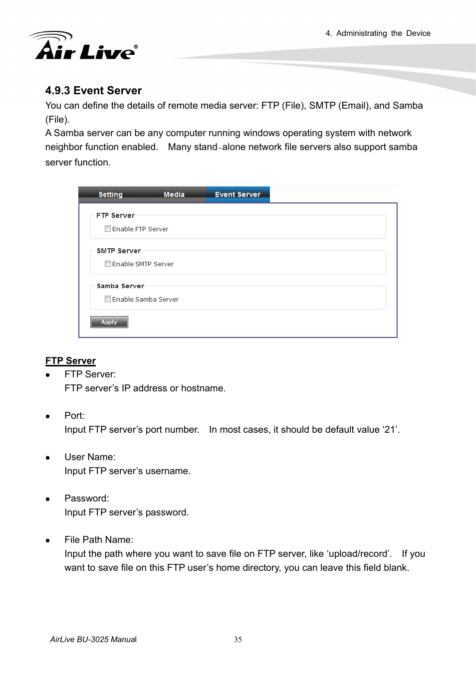 Event server | AirLive BU-3025 User Manual | Page 41 / 74