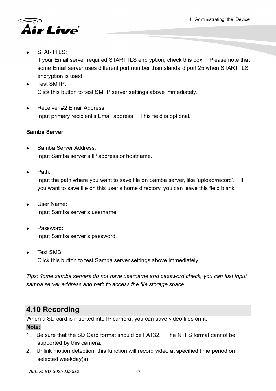 10 recording | AirLive BU-3025 User Manual | Page 43 / 74