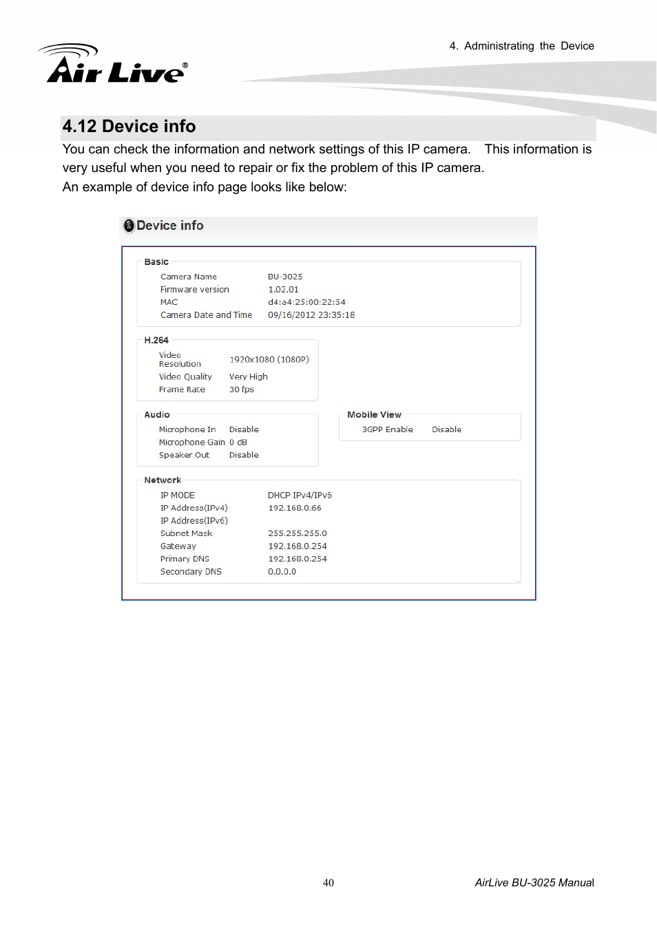 12 device info | AirLive BU-3025 User Manual | Page 46 / 74